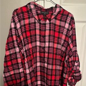 NWT - Lane Bryant Vibrant Checkered button up top size 26/28